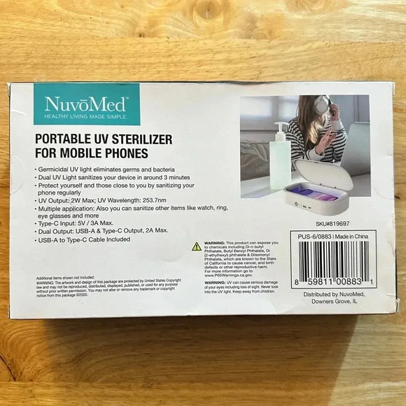 NIB NuvoMed Portable Cell Phone UV Sterilizer NEW - Picture 6 of 6